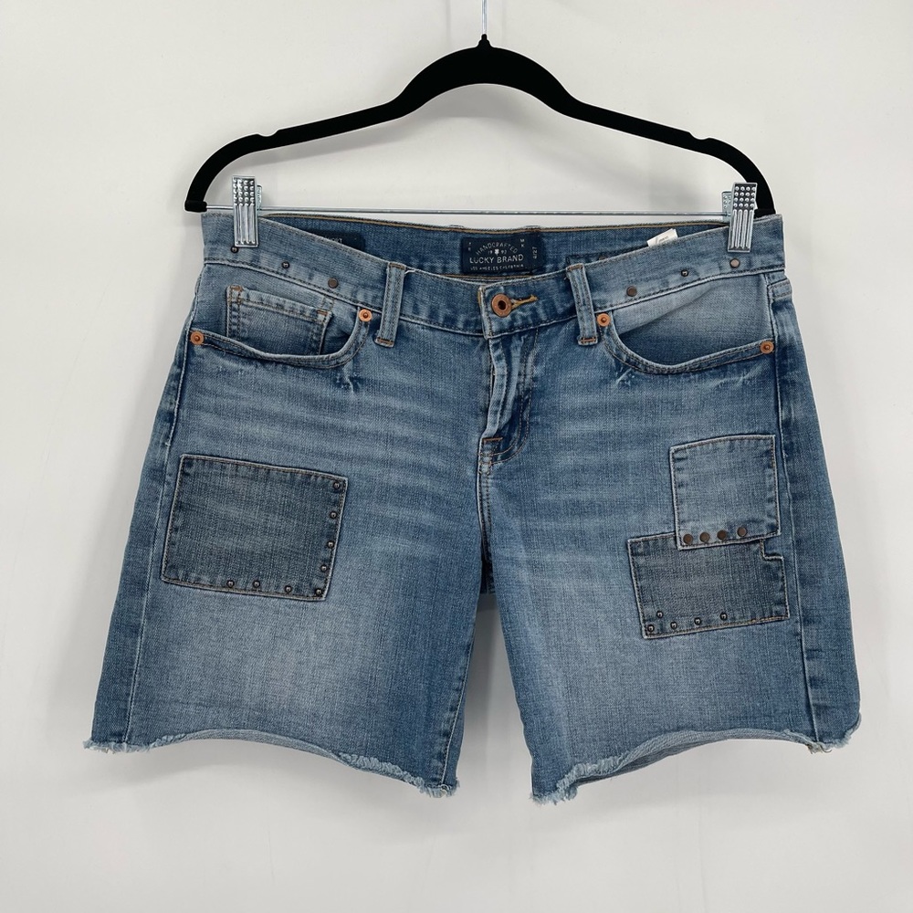 Lucky Brand Laguna Studded Denim Shorts Womens Size 4/27 patchwork‎ accent